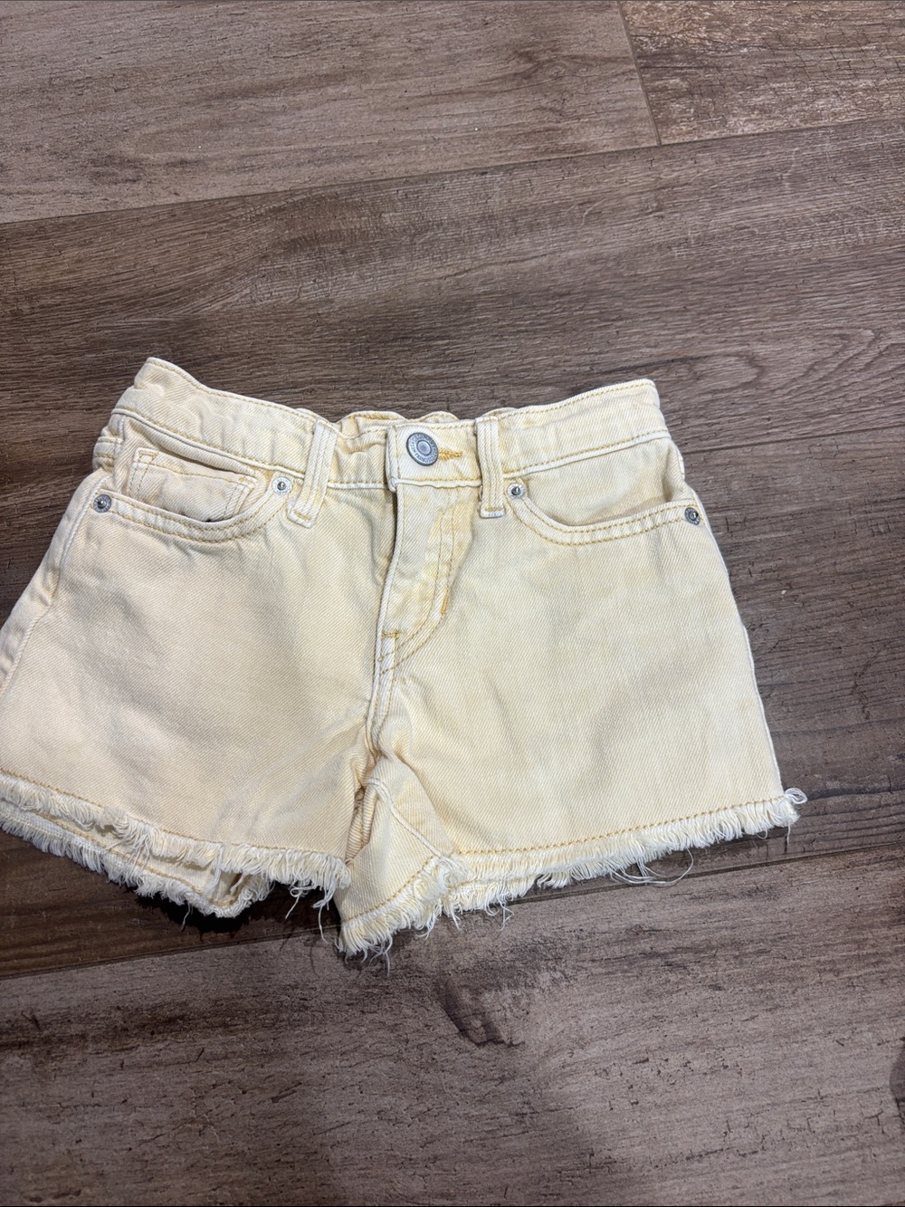 Old Navy Light Yellow Frayed-Hem Denim Shorts